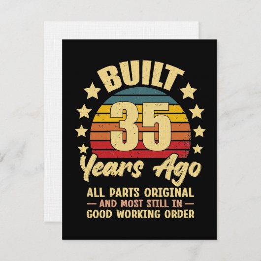 35 Years Ago All Parts Original 35th Birthday Einladung (Vorne/Hinten)
