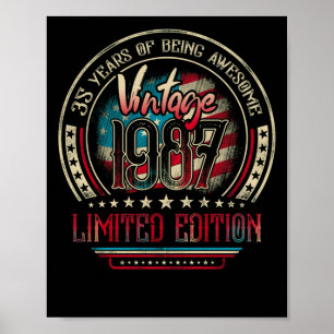 35 Years Awesome 35th Birthday Vintage 1987 USA Poster