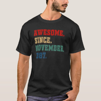 35 Years Old Funny Awesome Since November 1987 35 T-Shirt