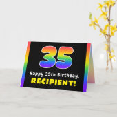 35th Birthday: Colorful Rainbow # 35, Custom Name Karte (Gelbe Blume)