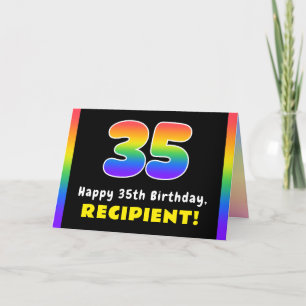 35th Birthday: Colorful Rainbow # 35, Custom Name Karte