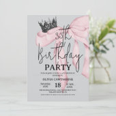 35th Birthday ⎮ Modern Royal Bow Birthday  Einladung (Stehend Vorderseite)