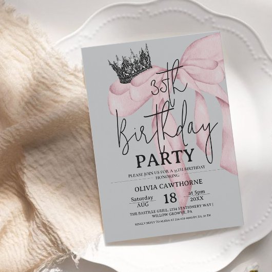 35th Birthday ⎮ Modern Royal Bow Birthday  Einladung