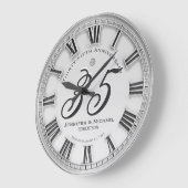 35th Silver Wedding Anniversary Large Clock Große Wanduhr (Winkel)