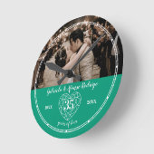 35th Wedding Anniversary heart emerald green Runde Wanduhr (Winkel)