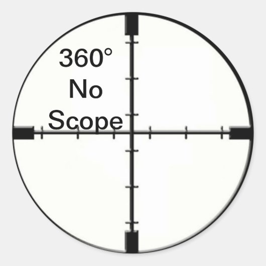 360 No Scope Video Game Joke Crosshairs FPS Runder Aufkleber (Vorderseite)