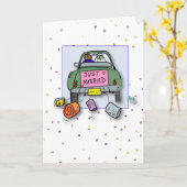 3653 Frisch Vermählt Auto Whimsical Karte (Gelbe Blume)