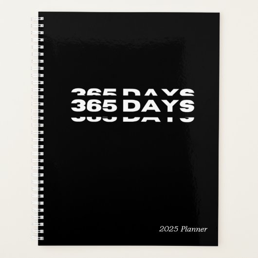 365 Tage Schwarzer 2025-Planer Planer (Vorderseite)