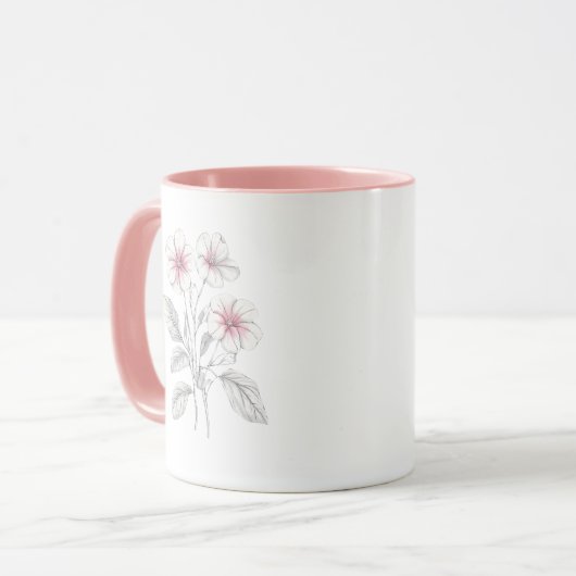 36 Blume Frühjahr, Linie zeichnend, minimalistisch Tasse (Vorderseite Links)