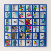 36 Foto-Raster-Collage Dunkelblau Puzzle (Horizontal)