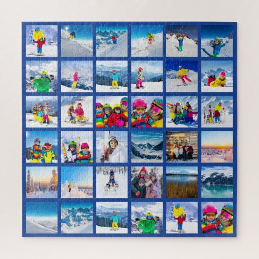 36 Foto-Raster-Collage Dunkelblau Puzzle (Vertikal)
