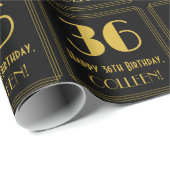 36. Geburtstag ~ Art Deco Look "36", Name Geschenkpapier (Rolleneckpunkt)