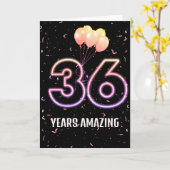 36. Geburtstag Ballons und Confetti Karte (Gelbe Blume)