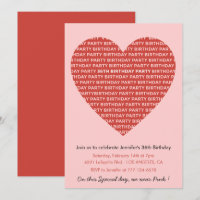 36. Geburtstag Einladung große Herzen Rot