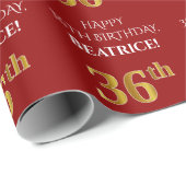 36. Geburtstag: Elegant, rot, Imitate Gold Look Geschenkpapier (Rolleneckpunkt)