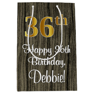 36. Geburtstag: Elegante Imitate Gold Look #, Imit Mittlere Geschenktüte