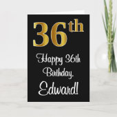 36. Geburtstag ~ Elegante Luxuriöse Imitate Gold L Karte (Vorderseite)