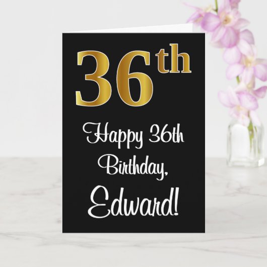 36. Geburtstag ~ Elegante Luxuriöse Imitate Gold L Karte (Orchidee)