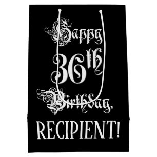 36. Geburtstag: Extravagant, elegant, Script + Ind Mittlere Geschenktüte