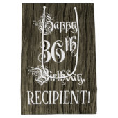 36. Geburtstag: Extravagant, Imitate Holzaussehen Mittlere Geschenktüte (Rückseite)