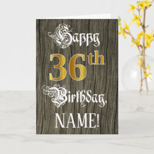 36. Geburtstag: Falsches Gold-Look + Falsches Holz Karte