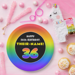 36. Geburtstag: Farbiger Regenbogen # 36, Individu Pappteller