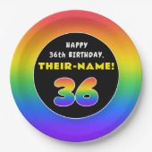 36. Geburtstag: Farbiger Regenbogen # 36, Individu Pappteller (Vorderseite)