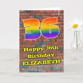 36. Geburtstag: Fun Graffiti-Inspiriert Regenbogen Karte
