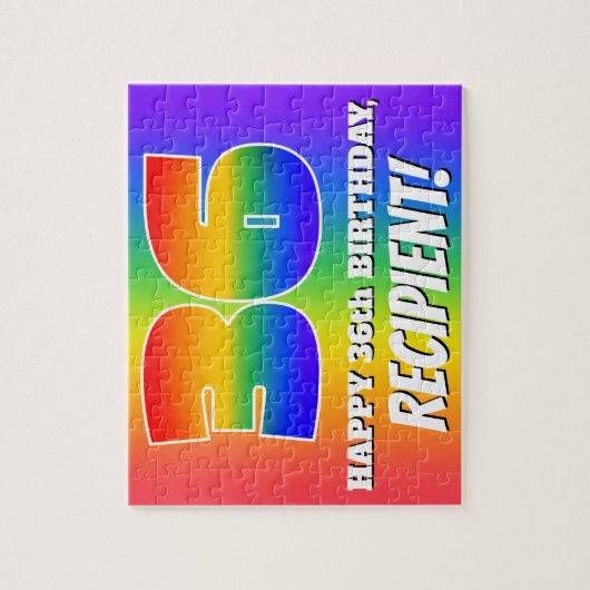 36. Geburtstag — mehrfarbiges Regenbogenmuster "36 Puzzle (Vertikal)