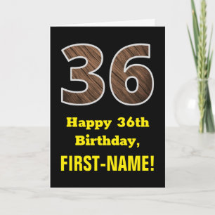 36. Geburtstag: Name, Imitate Holzkörnchen Muster Karte