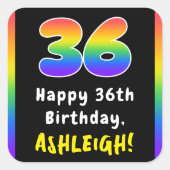 36. Geburtstag: Rainbow Spectrum # 36, Individuell Quadratischer Aufkleber (Vorderseite)