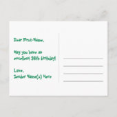 36. Geburtstag: Rosa Streifen & Herz, Regenbogen 3 Postkarte (Rückseite)