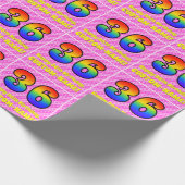 36. Geburtstag: Rosa Streifen & Herz, Regenbogen # Geschenkpapier (Ecke)