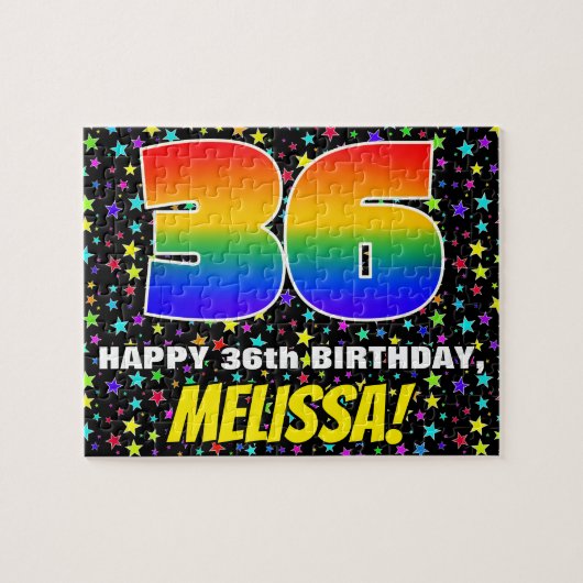 36. Geburtstag — Spaß, farbenfrohe Sternenweltenmu Puzzle (Horizontal)