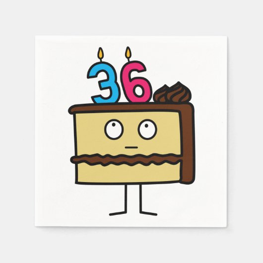 36. Geburtstags-Kuchen mit Kerzen Serviette (Vorderseite)