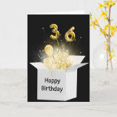 36. Geburtstagsballons in weißer Box Karte (Gelbe Blume)