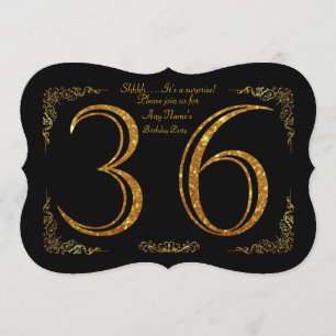 36. Geburtstagsfeier 36.,Gatsby,Schwarz & Gold Einladung