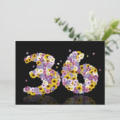36. Geburtstagsfeier mit Blumenbriefen Einladung (Stehend Vorderseite)