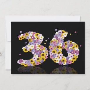 36. Geburtstagsfeier mit Blumenschrift Einladung