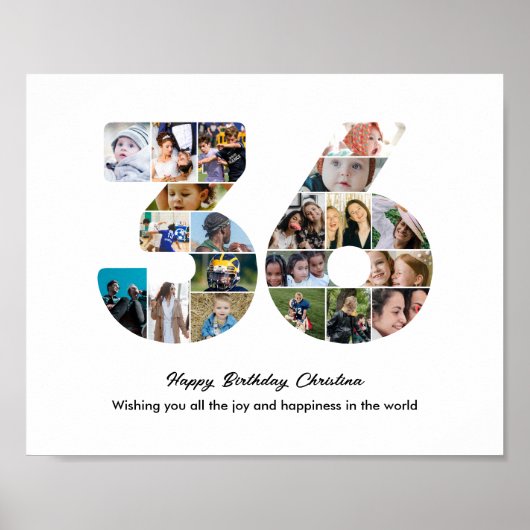 36. Geburtstagsfeier Nummer 36 Fotocollage Poster (Vorne)
