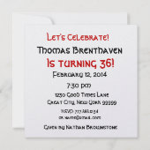 36. Geburtstagsgoldkerzen und Ballon-Metallic Einladung (Rückseite)