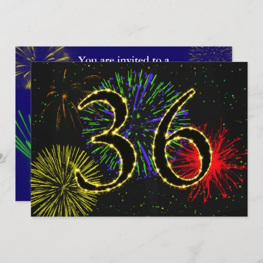 36. Geburtstagsparty Einladung (Vorne/Hinten)