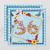 36. Geburtstagsparty Einladung Blume, Schmetterlin (Vorne/Hinten)