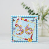 36. Geburtstagsparty Einladung Blume, Schmetterlin (Stehend Vorderseite)