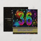 36. Geburtstagsparty Einladung mit Blasen (Vorne/Hinten)