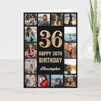36. Happy Geburtstag Schwarz und Gold Foto Collage