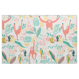 (36 in) Jungle Happy Animal Muster helle Farben Stoff