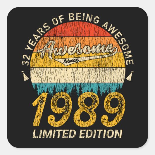 36 Jahre alt 1989 Retro Phantastisch 36. Geburtsta Quadratischer Aufkleber (Vorderseite)