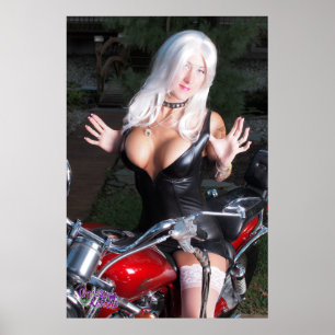 36"x24" Chrissy Kittens Red Motorrad Poster