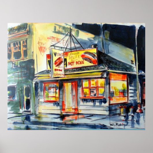 36"x24" Red Hot Ranch Watercolor Chicago Poster (Vorne)